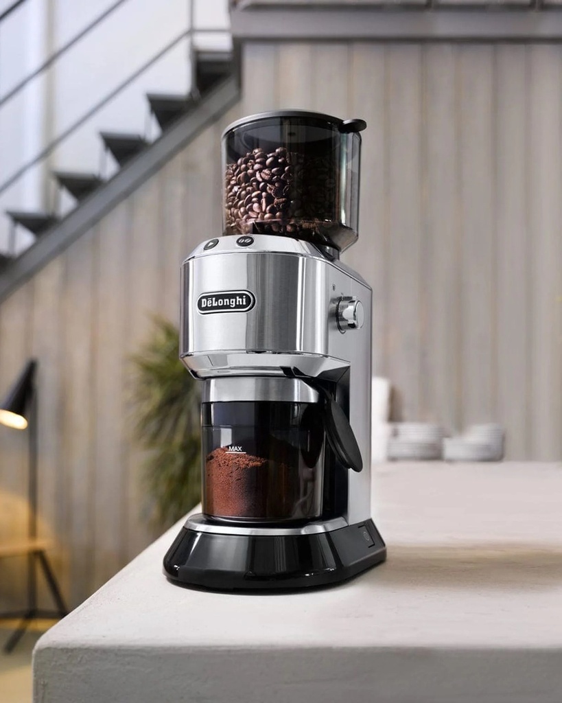 DeLonghi Dedica Coffee Grinder Dual Voltage Silver with LCD